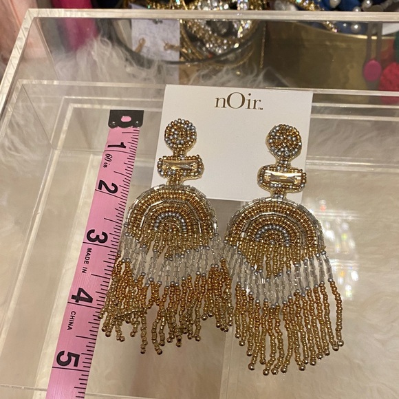 nOir Jewelry Multicolor Beaded Fringe Earrings - Picture 5 of 5